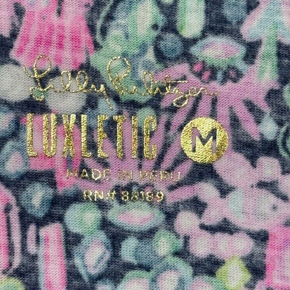 Lilly Pulitzer Luxletic Low Tide Navy Jewely Oden Top Shirt Size M Preppy Active - Picture 3 of 10